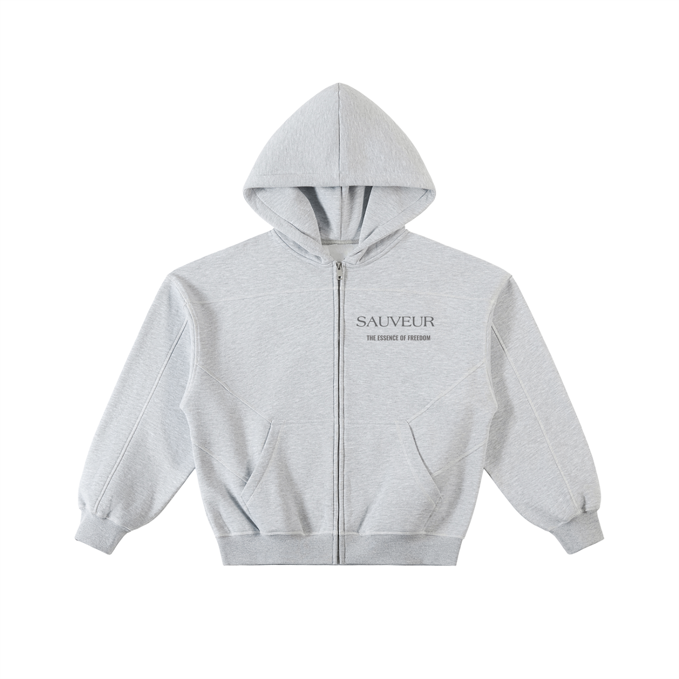 Freedom Contrast-Stitched Boxy Fleece Zip Hoodie