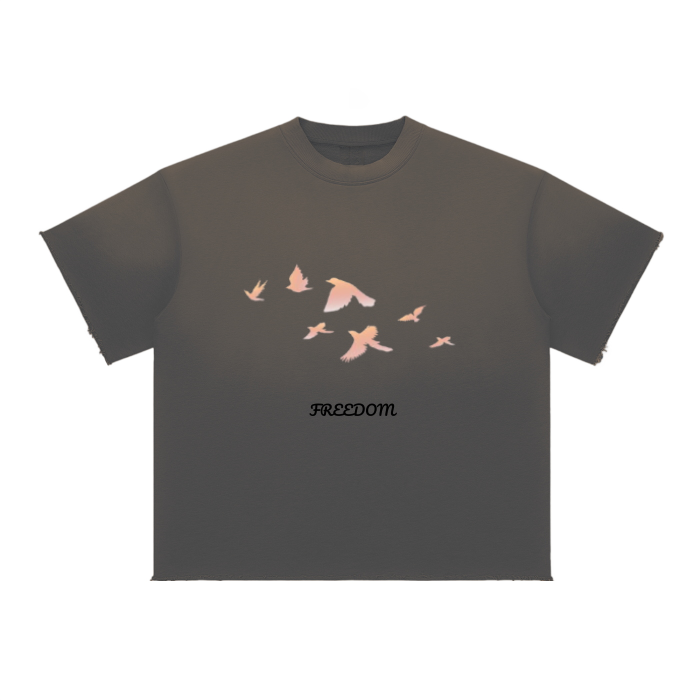 Freedom Sun Fade Raw Edge T-Shirt