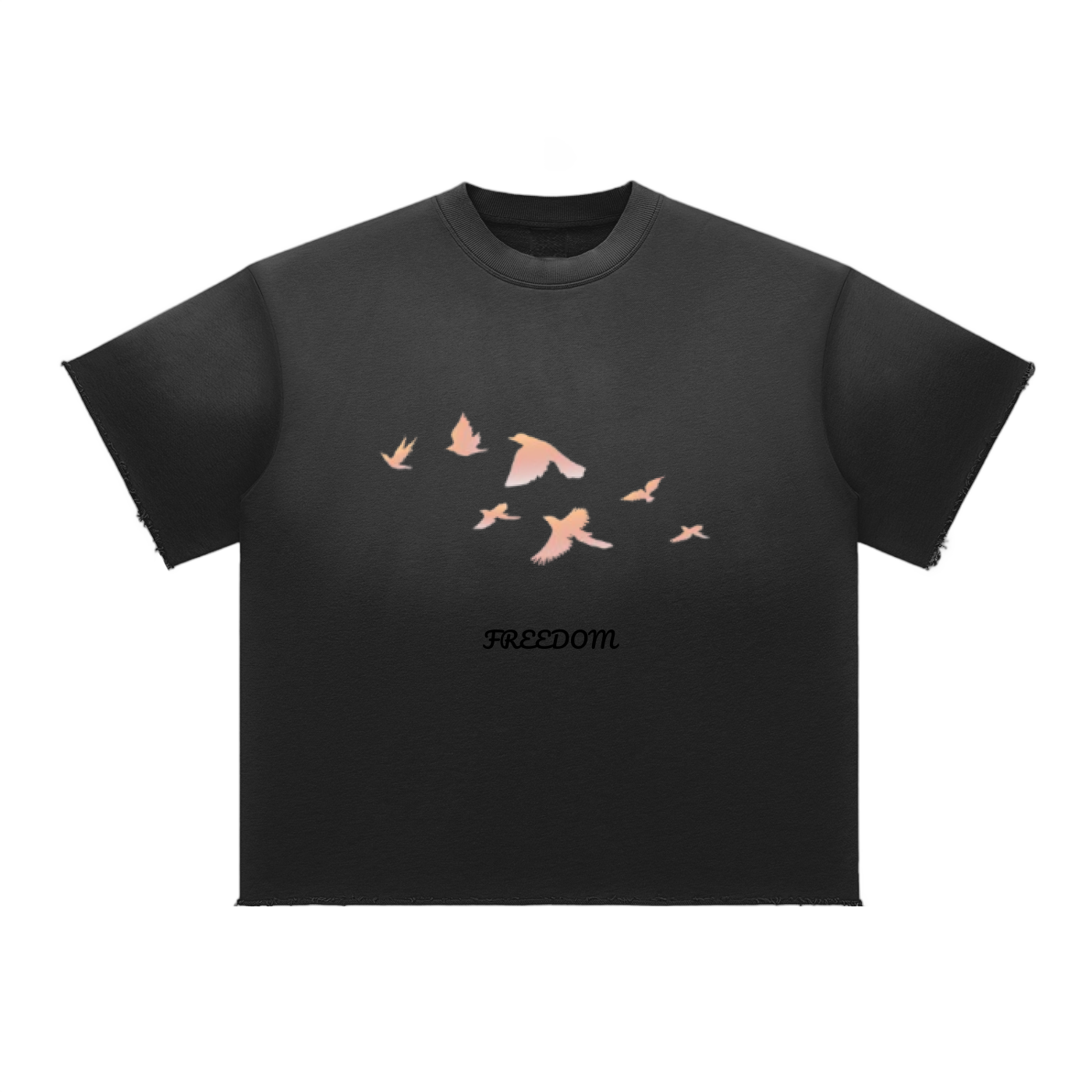 Freedom Sun Fade Raw Edge T-Shirt