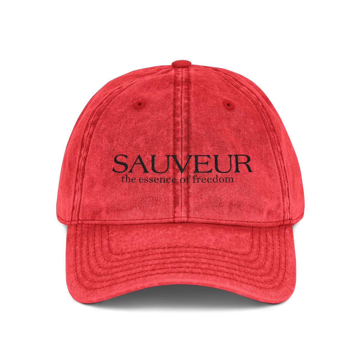 Embroidered Vintage Cap - "SAUVEUR" Classic Washed Baseball Hat