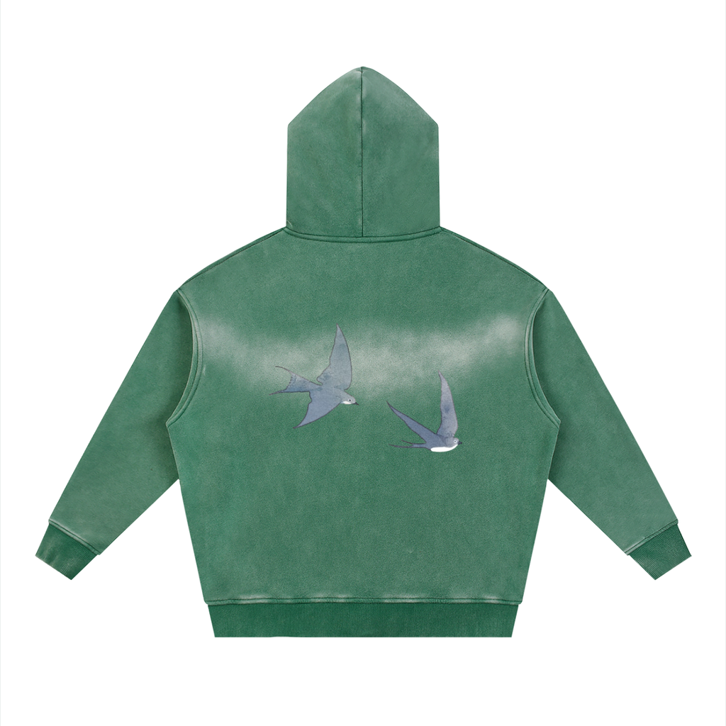 Freedom Sunfade Two-way Zipper Boxy Fleece Hoodie