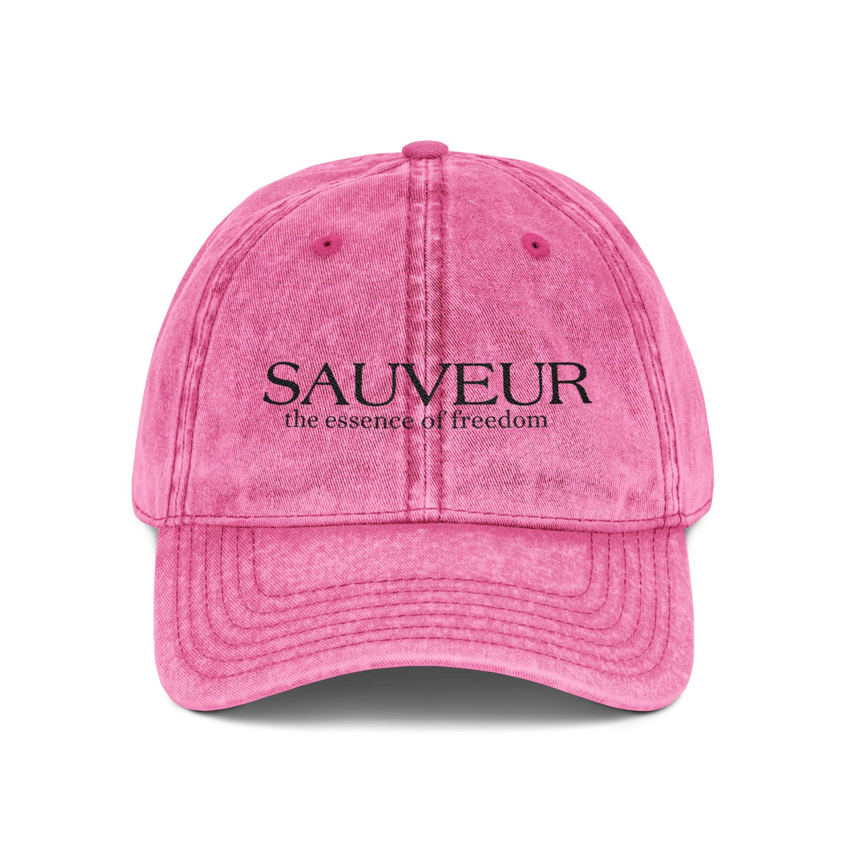 Embroidered Vintage Cap - "SAUVEUR" Classic Washed Baseball Hat