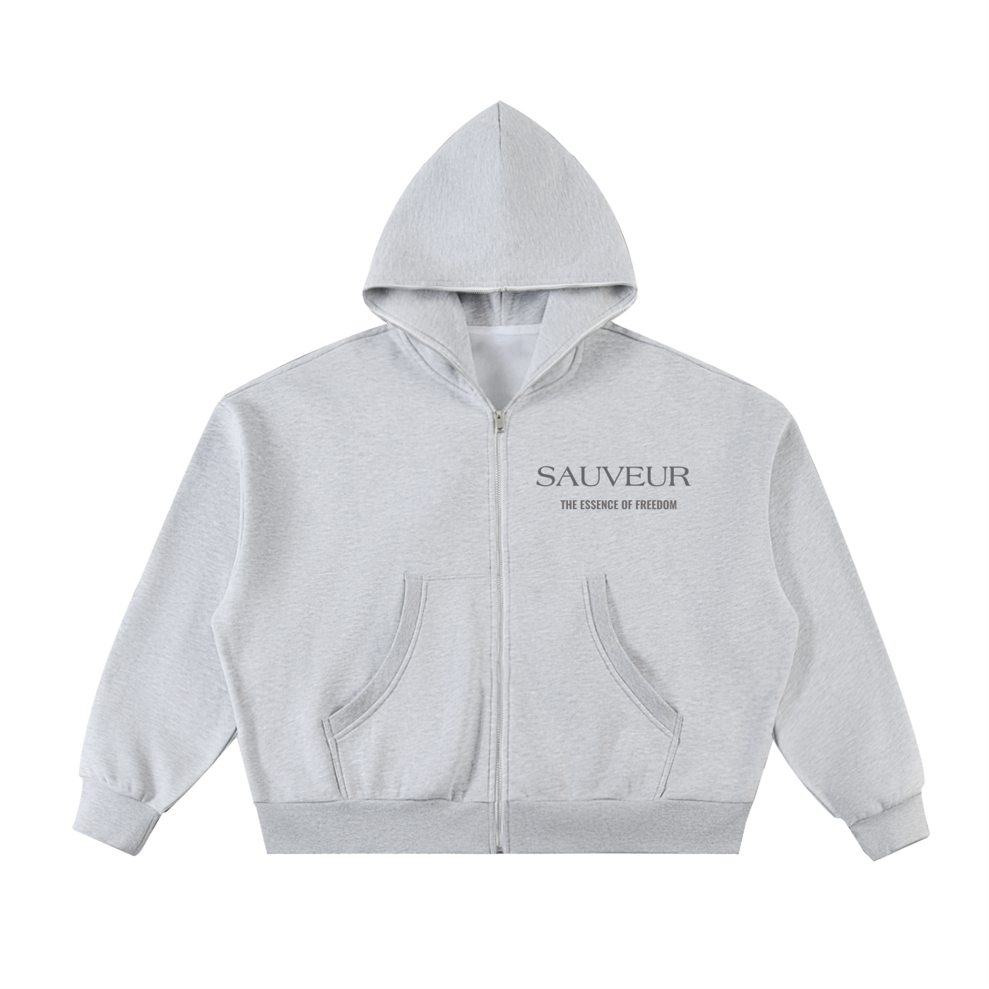 Fleeced Full-Zip Boxy Hoodie