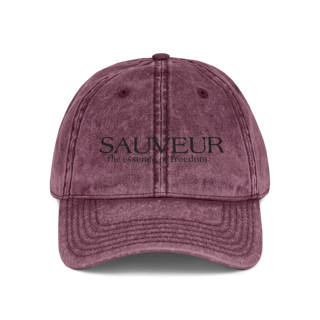 Embroidered Vintage Cap - "SAUVEUR" Classic Washed Baseball Hat