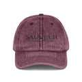 Embroidered Vintage Cap - "SAUVEUR" Classic Washed Baseball Hat