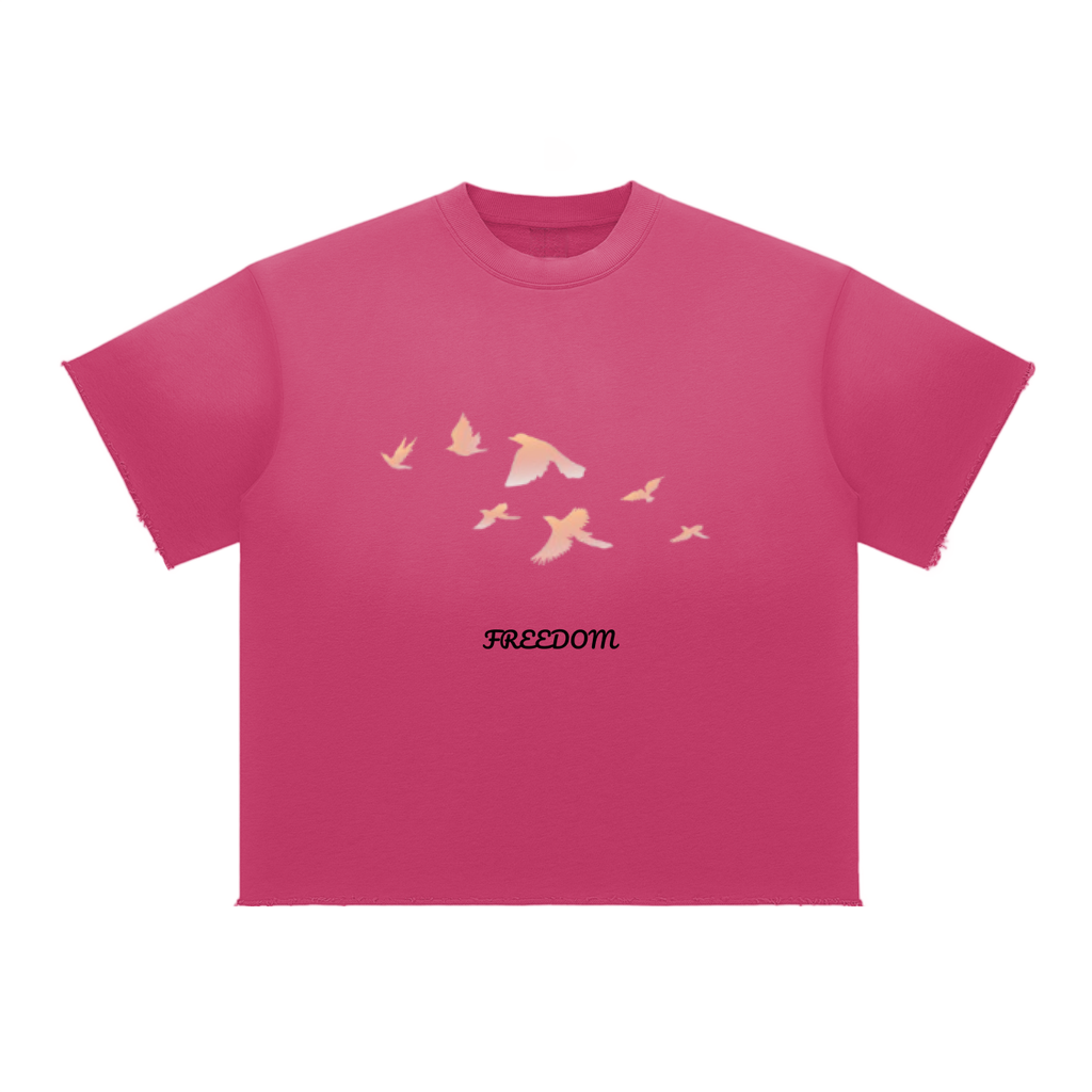 Freedom Sun Fade Raw Edge T-Shirt