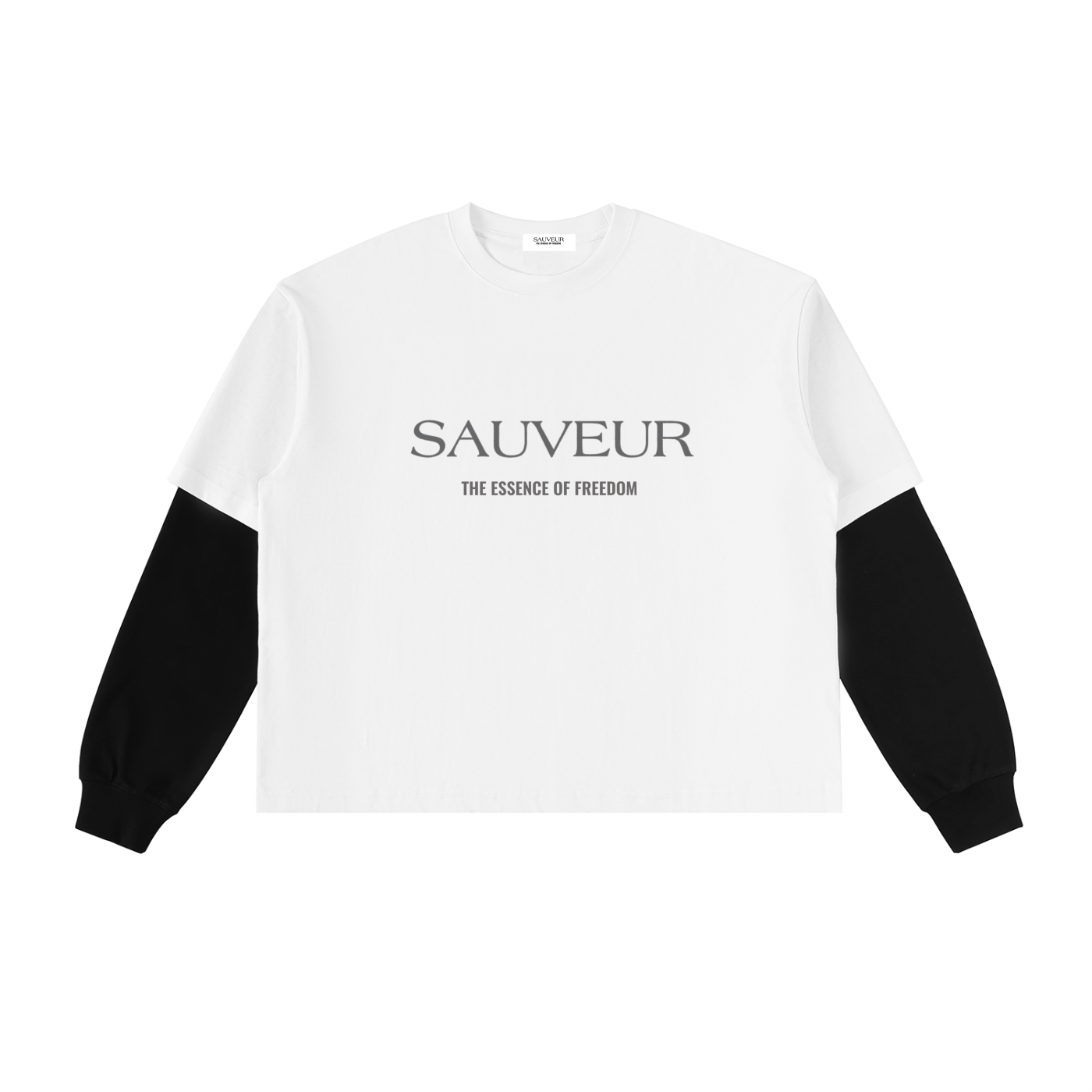 Freedom Layered Contrast Sleeve Cotton T-Shirt