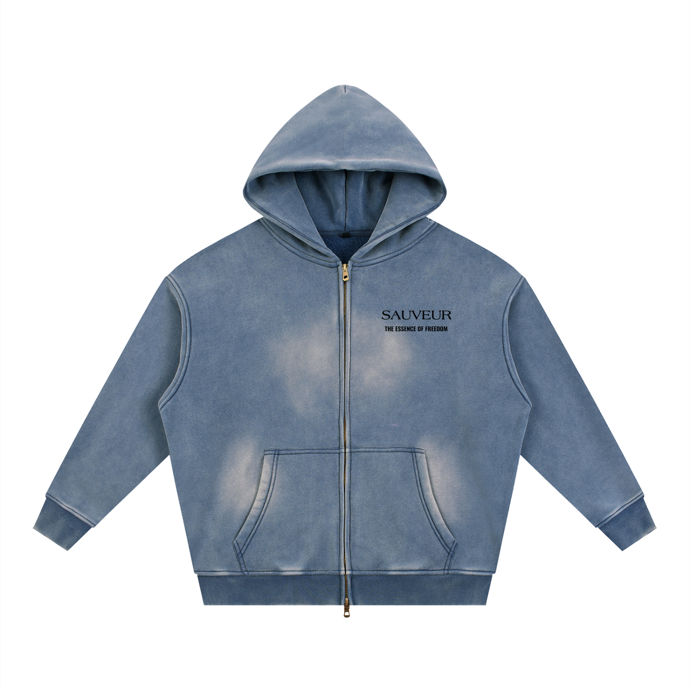 Freedom Sunfade Two-way Zipper Boxy Fleece Hoodie