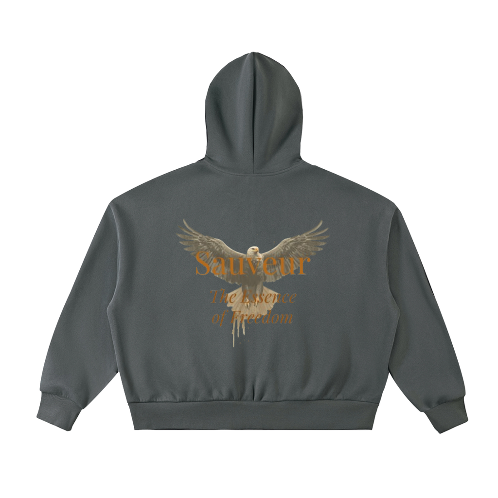Fleeced Full-Zip Boxy Hoodie