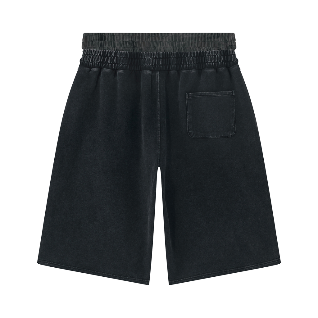 Sauveur Unisex Vintage Wash Distressed Wide Leg Shorts