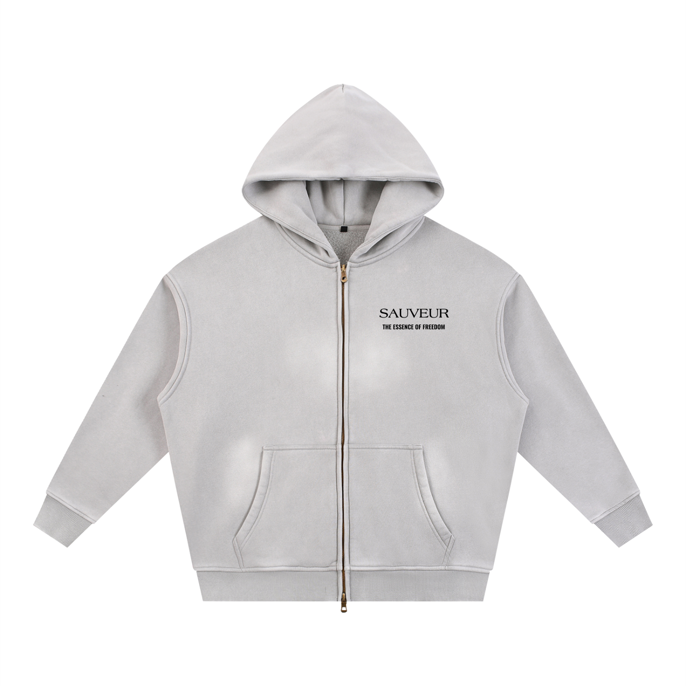 Freedom Sunfade Two-way Zipper Boxy Fleece Hoodie