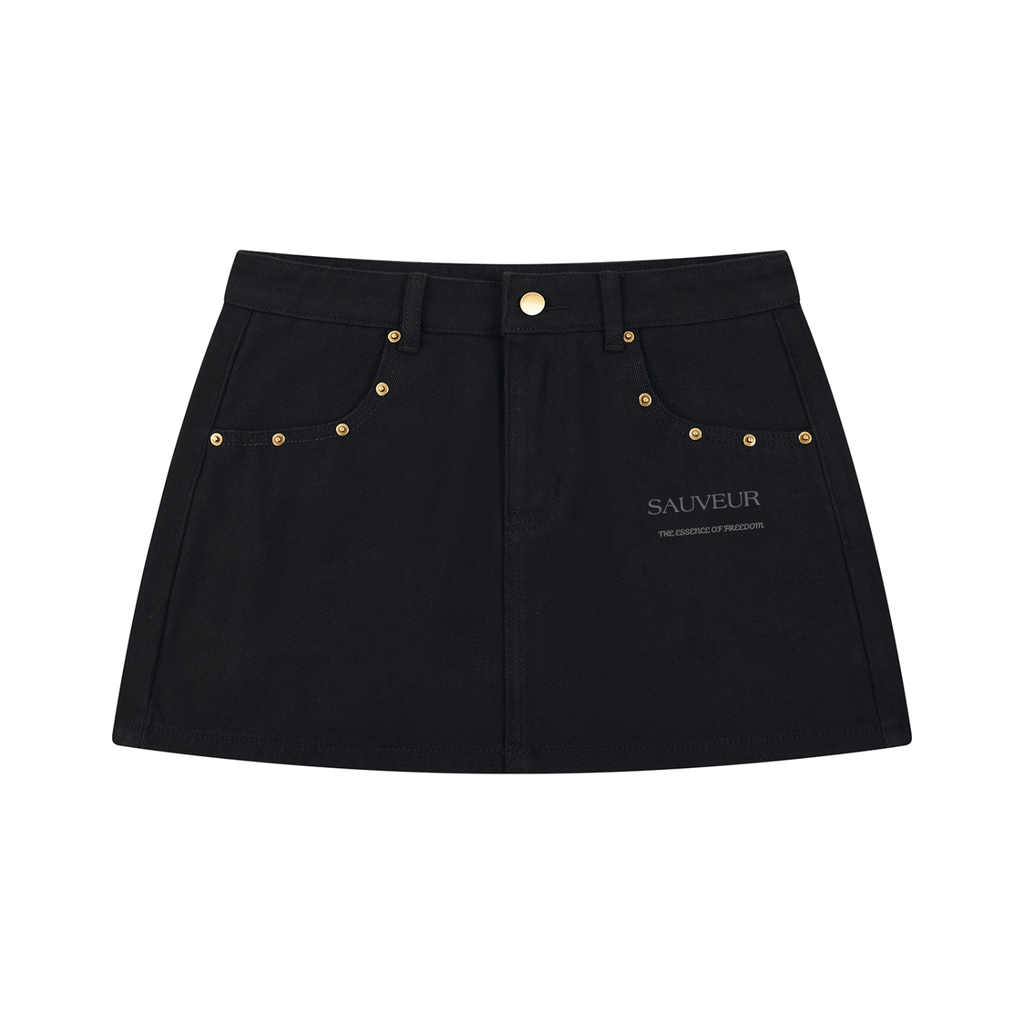 Women's Studded Denim Mini Skirt