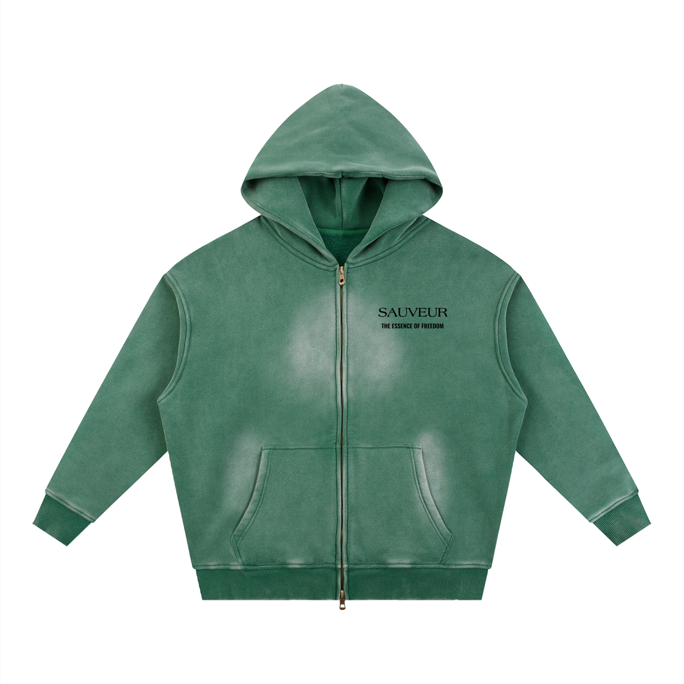 Freedom Sunfade Two-way Zipper Boxy Fleece Hoodie