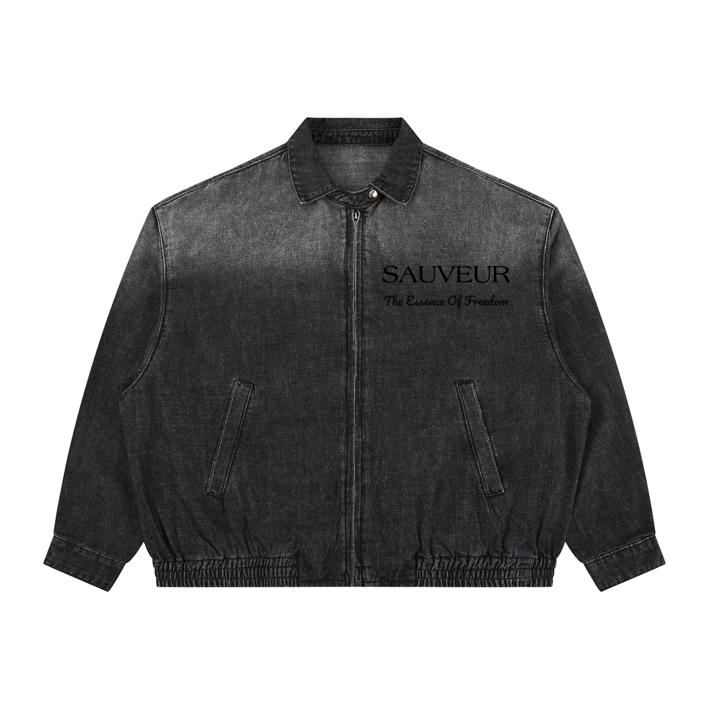 Sauveur Unisex Vintage Wash Full-Zip Denim Jacket