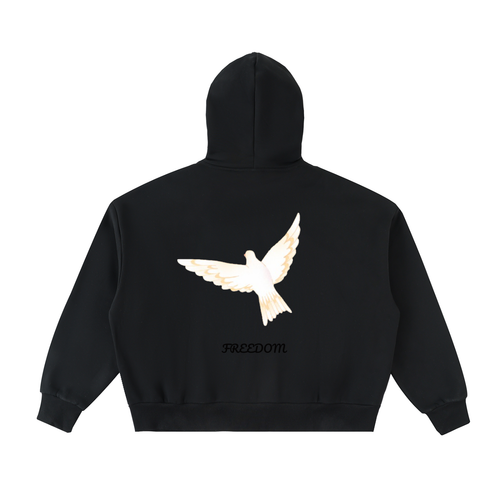 Fleeced Full-Zip Boxy Hoodie