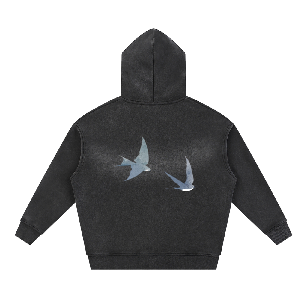Freedom Sunfade Two-way Zipper Boxy Fleece Hoodie
