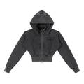 Sauveur Vintage Washed Cropped Fleece Hoodie