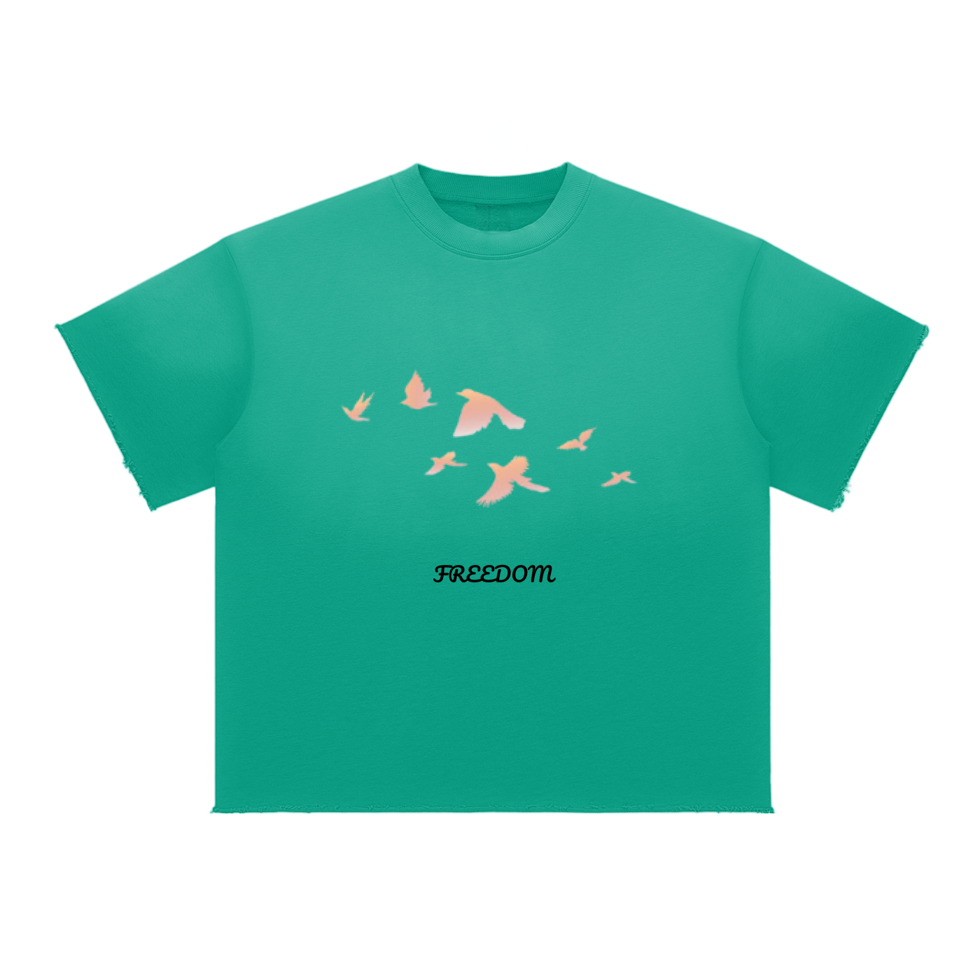 Freedom Sun Fade Raw Edge T-Shirt