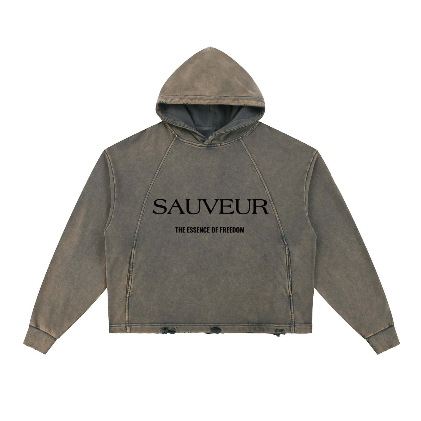 Freedom Vintage Washed Frayed-Hem Hoodie