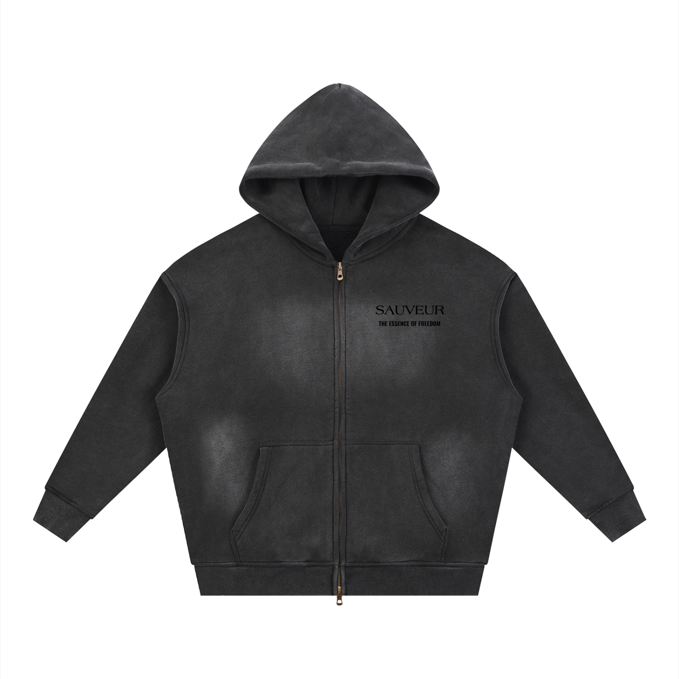 Freedom Sunfade Two-way Zipper Boxy Fleece Hoodie