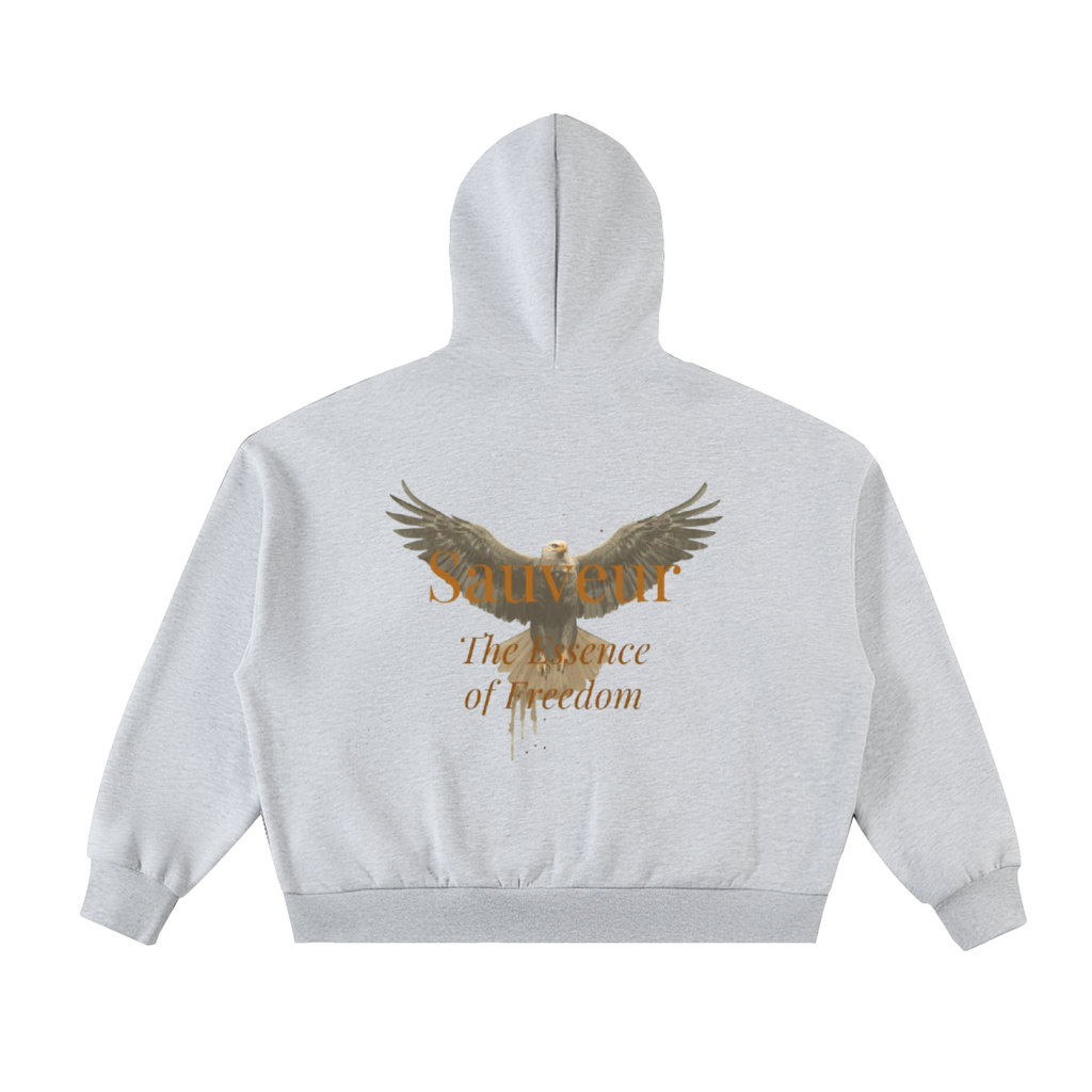 Fleeced Full-Zip Boxy Hoodie