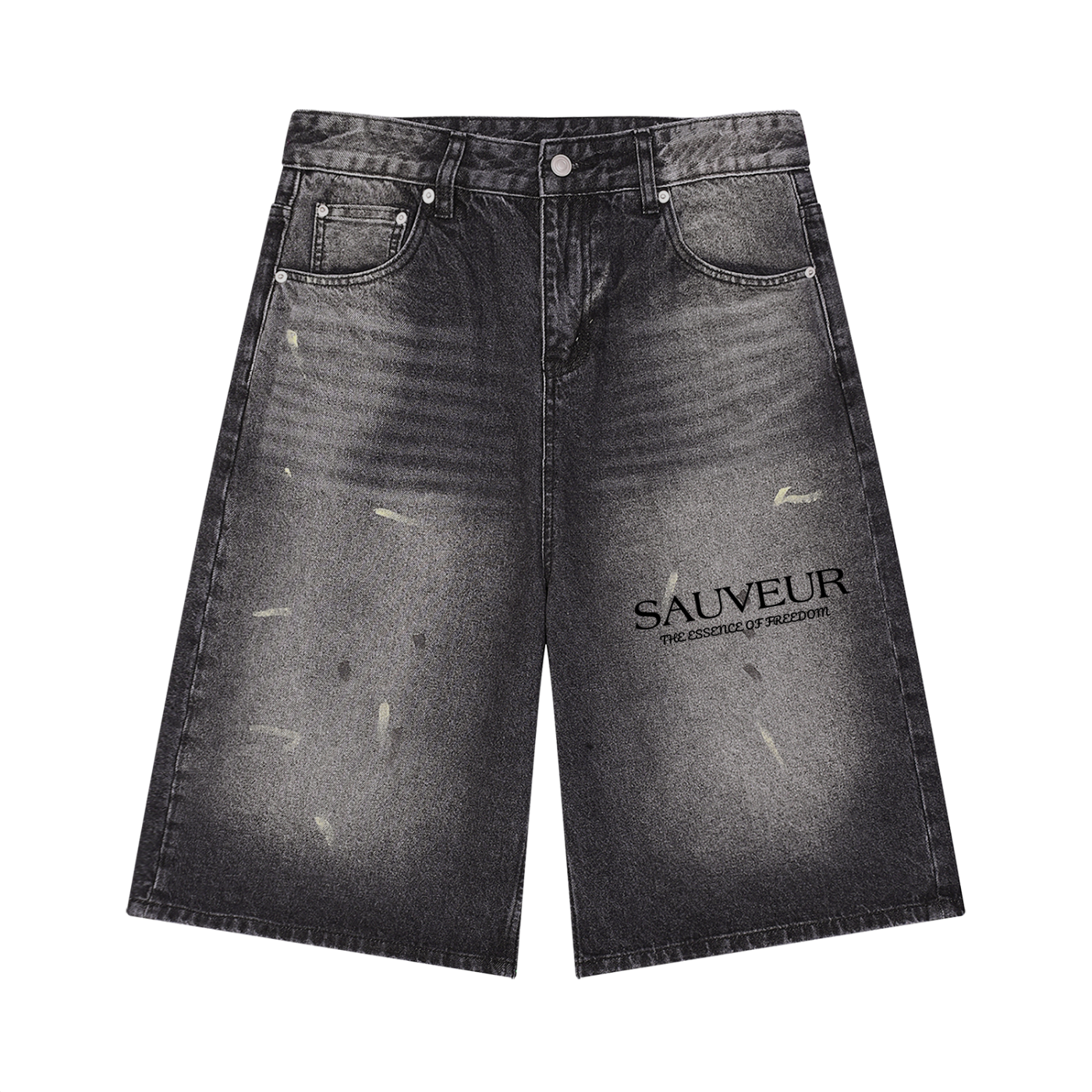 Men’s Vintage Wash Wide Leg Denim Shorts