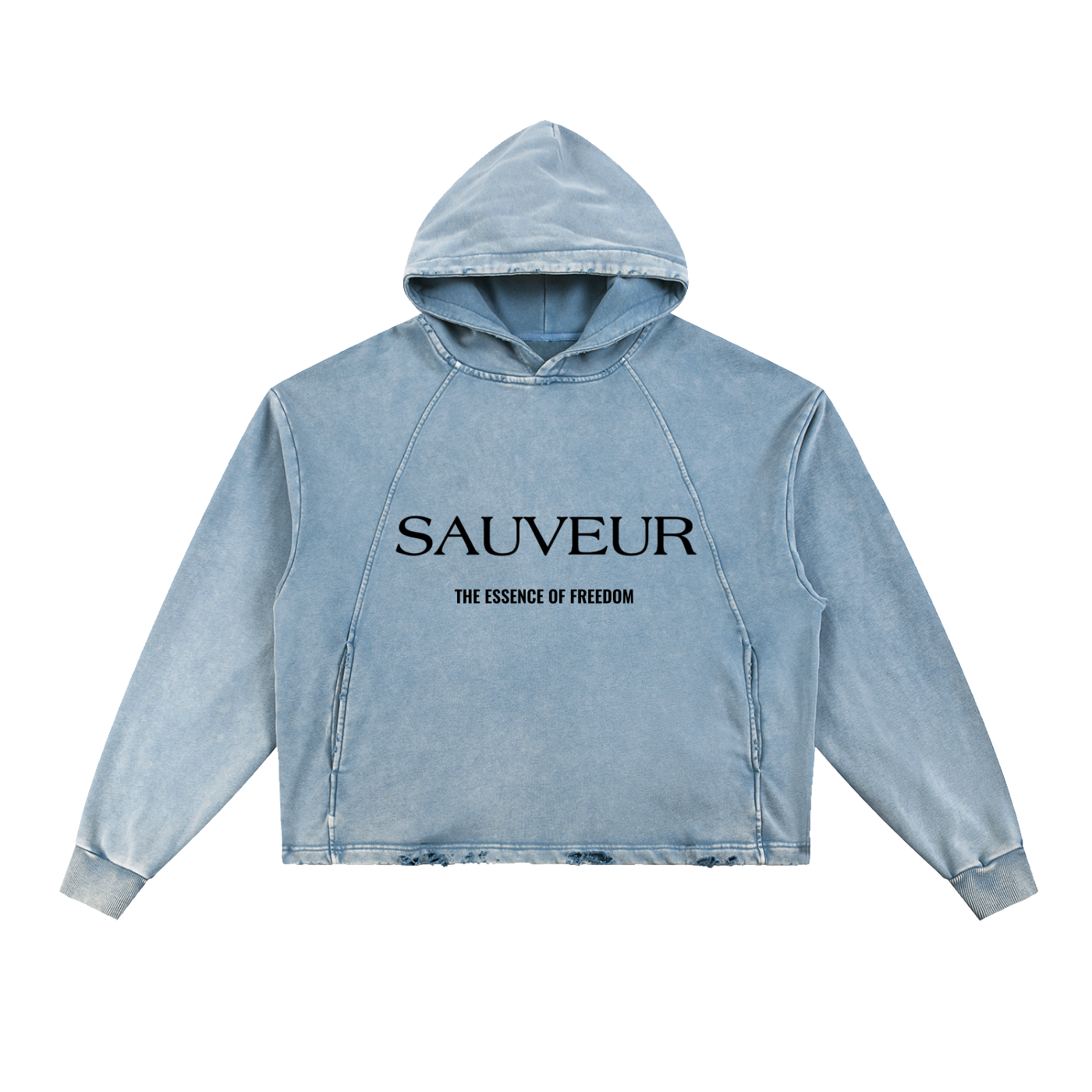 Freedom Vintage Washed Frayed-Hem Hoodie