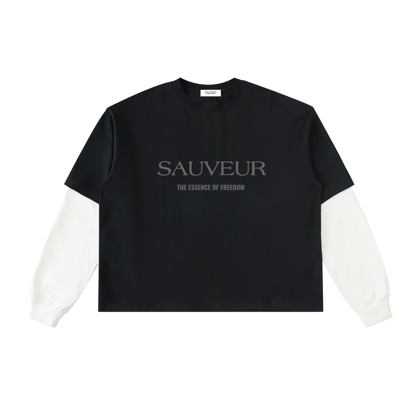 Freedom Layered Contrast Sleeve Cotton T-Shirt