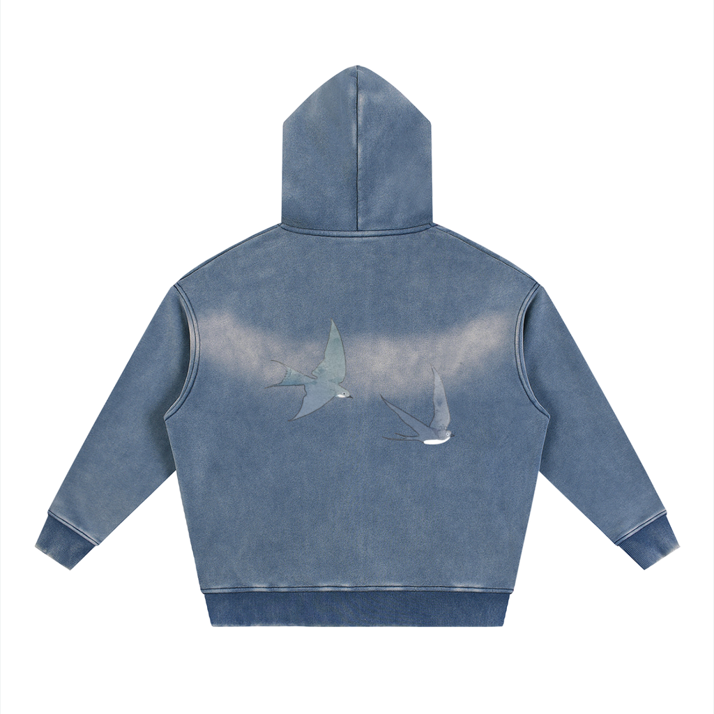 Freedom Sunfade Two-way Zipper Boxy Fleece Hoodie