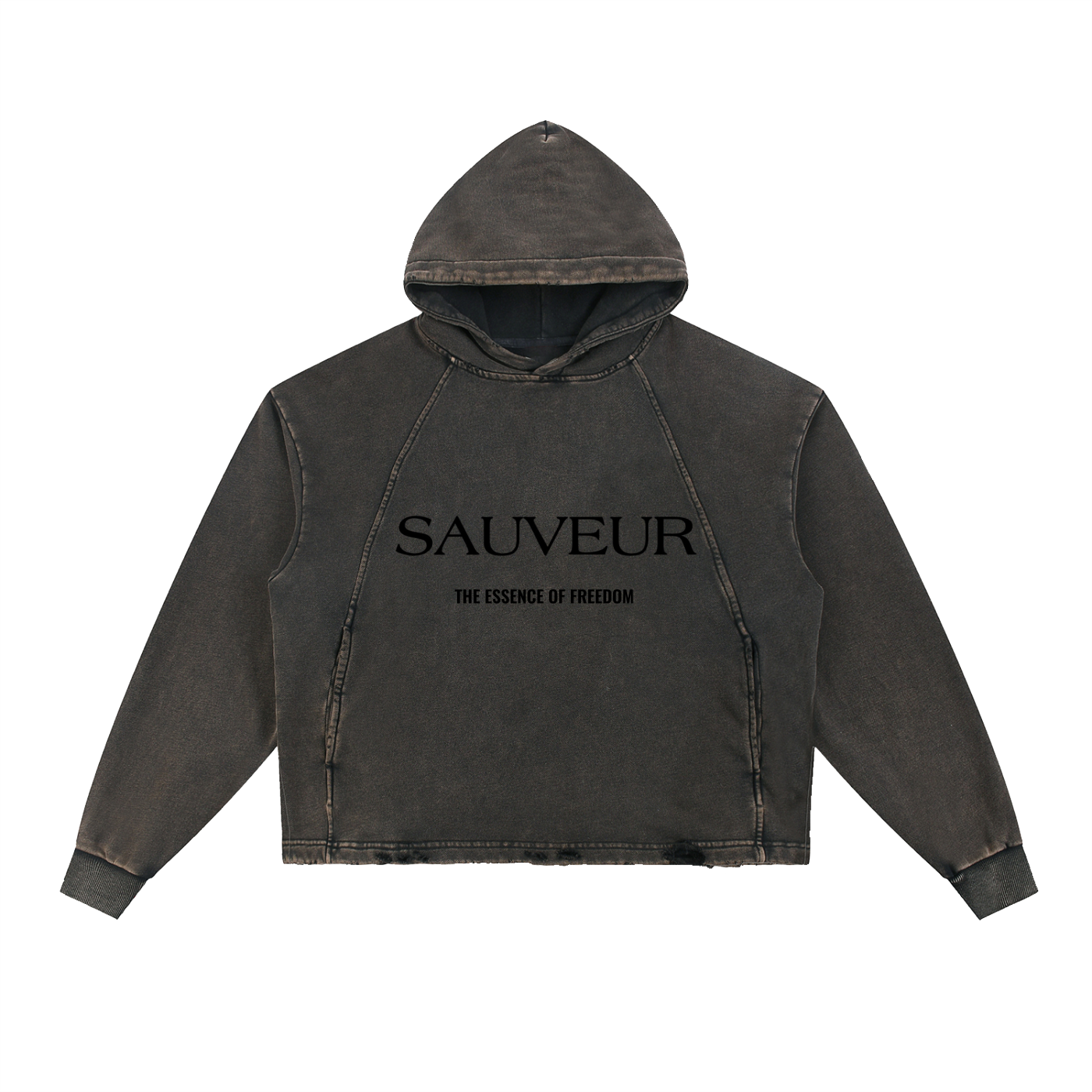 Freedom Vintage Washed Frayed-Hem Hoodie