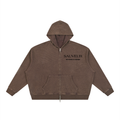 Sauveur Unisex Vintage Wash Boxy Waffle Full Zip Hoodie