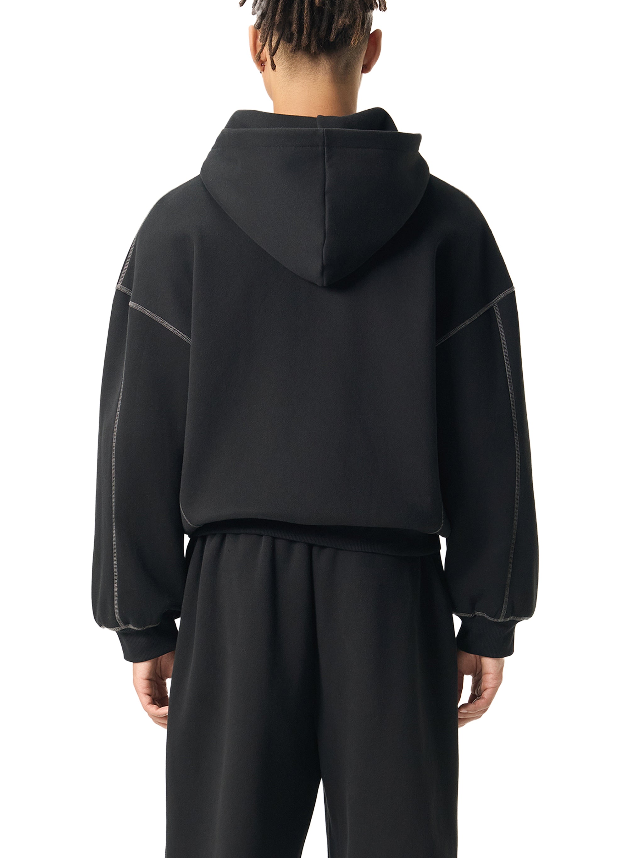 Freedom Contrast-Stitched Boxy Fleece Zip Hoodie