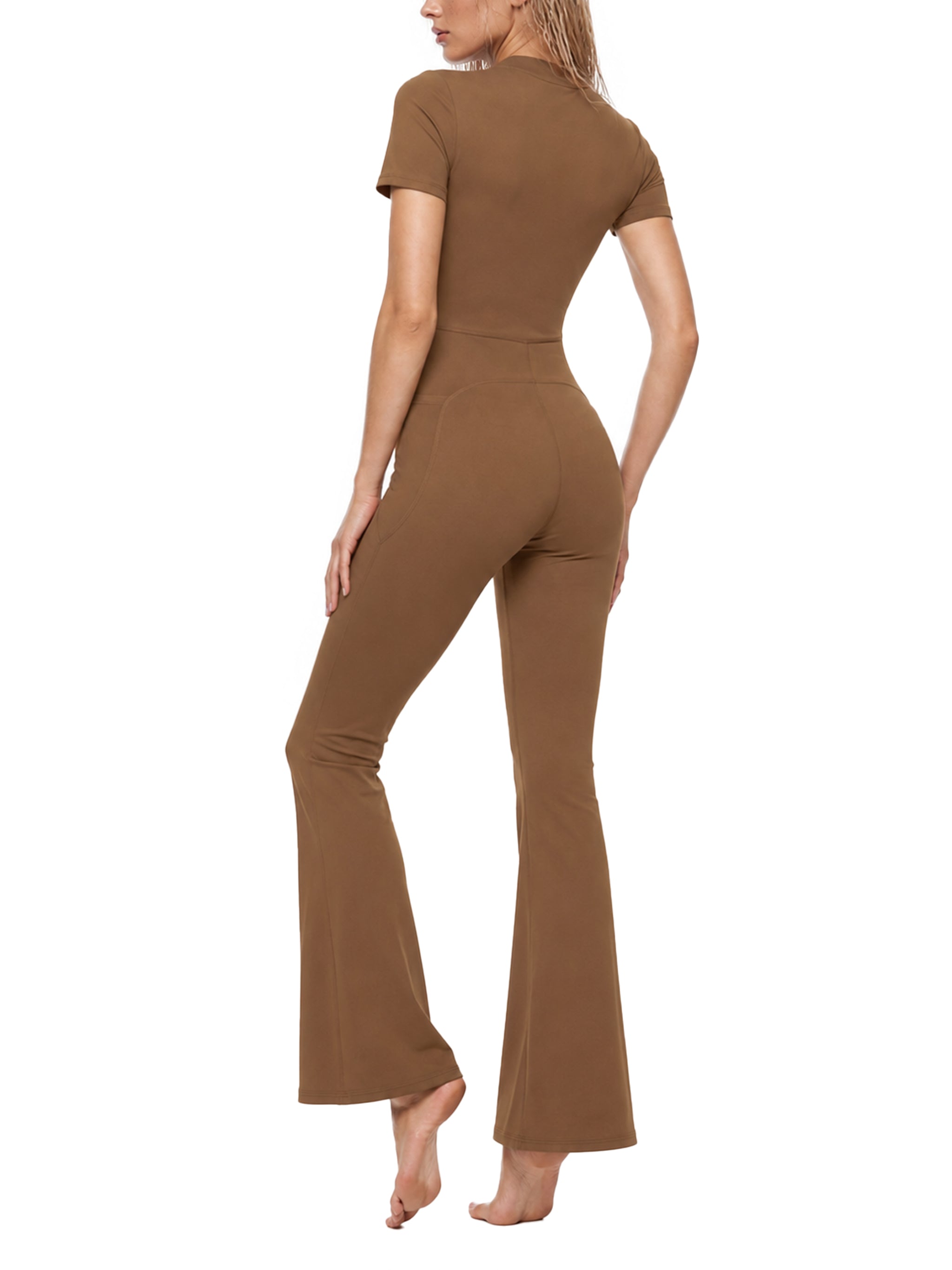 Women’s Tight Flared Leg Quarter-Zip Jumpsuit