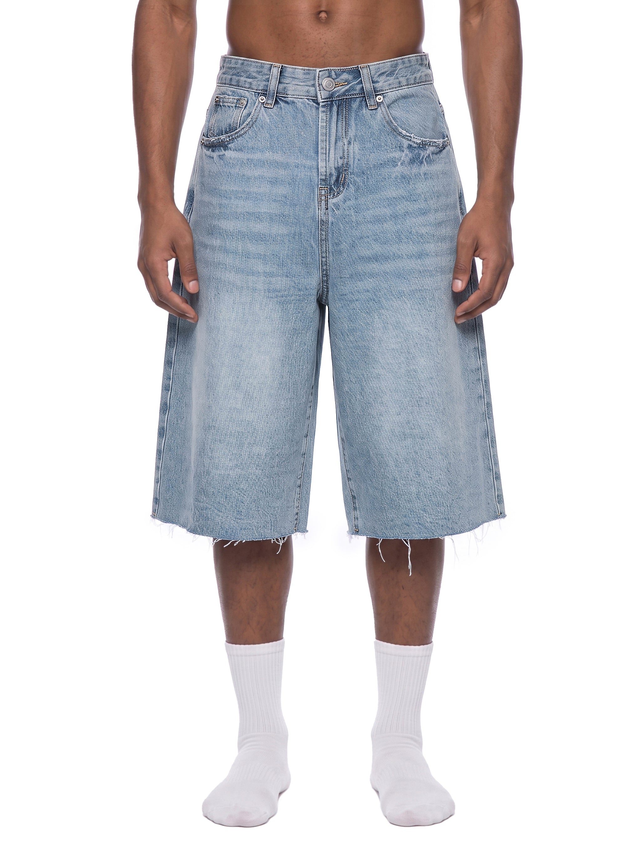 Sauveur Men’s Vintage Wide Leg Denim Shorts